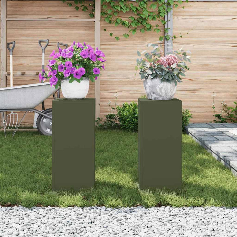 vidaXL Növényállványok 2 pcs Oliva zöld 24 x 24 x 55 cm Acél