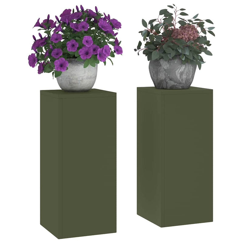 vidaXL Növényállványok 2 pcs Oliva zöld 24 x 24 x 55 cm Acél