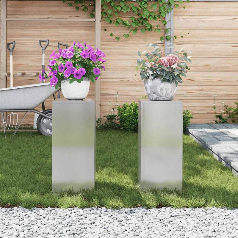 vidaXL Növényállványok 2 pcs Ezüst 24 x 24 x 55 cm Rozsdamentes acél