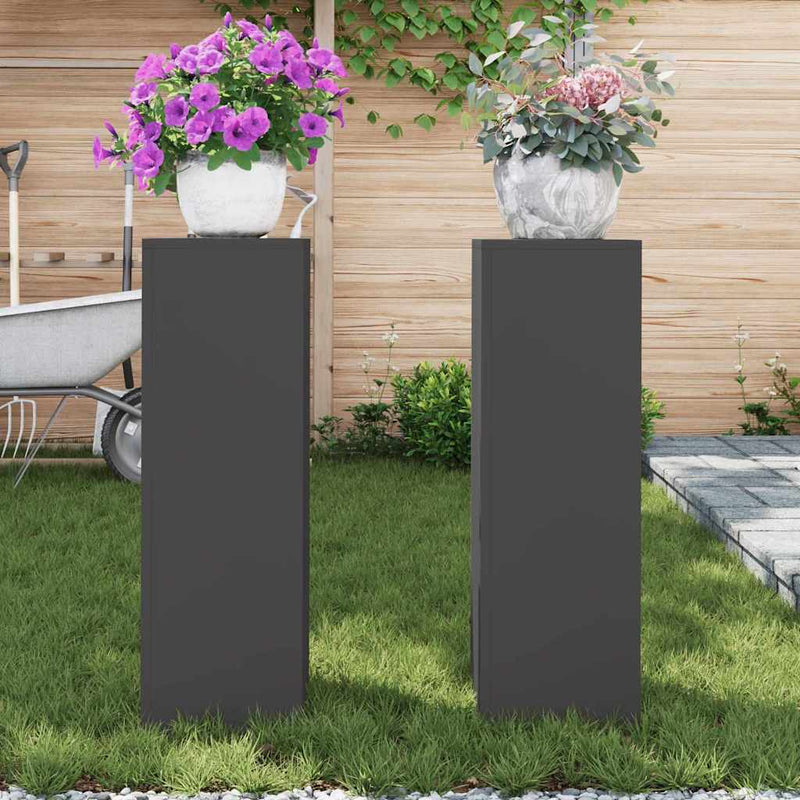 vidaXL Növényállványok 2 pcs Fekete 24 x 24 x 75 cm Acél