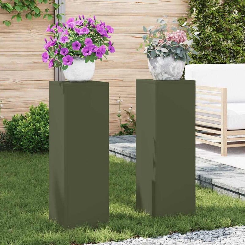 vidaXL Növényállványok 2 pcs Oliva zöld 24 x 24 x 75 cm Acél