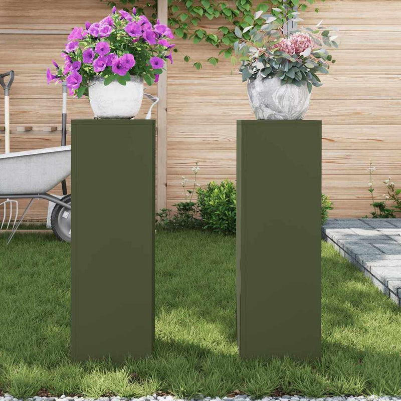 vidaXL Növényállványok 2 pcs Oliva zöld 24 x 24 x 75 cm Acél