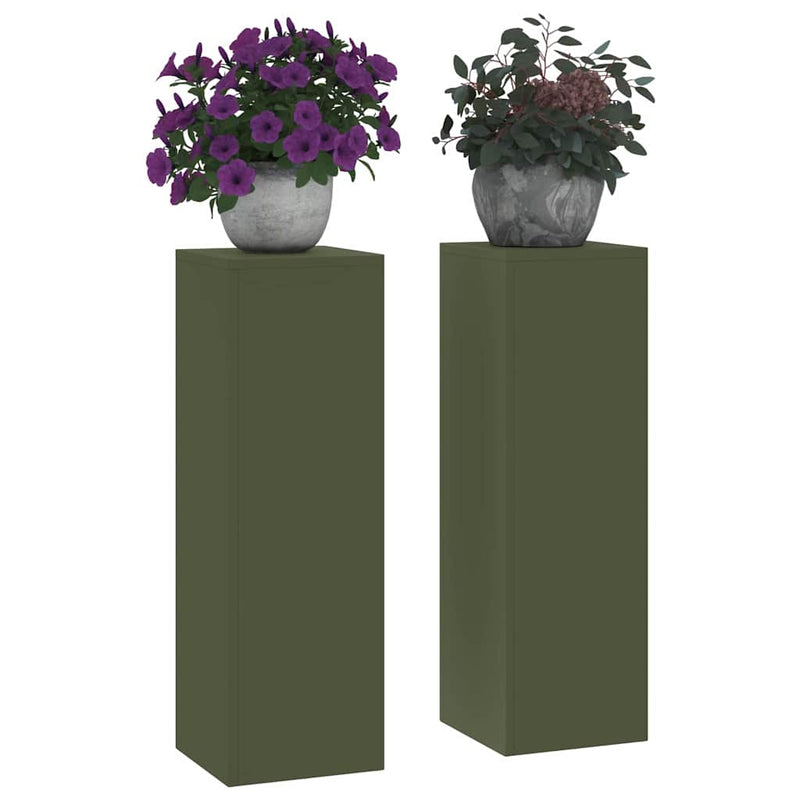 vidaXL Növényállványok 2 pcs Oliva zöld 24 x 24 x 75 cm Acél