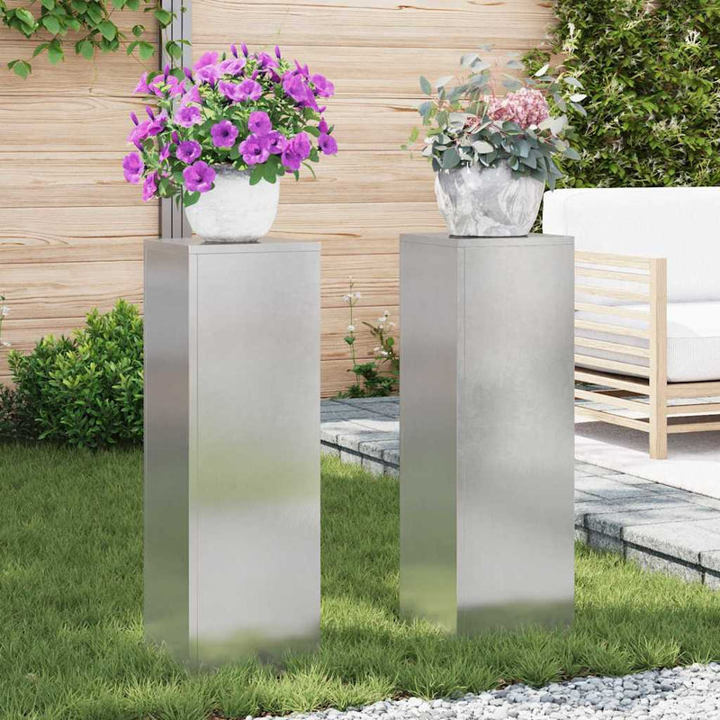vidaXL Növényállványok 2 pcs Ezüst 24 x 24 x 75 cm Rozsdamentes acél