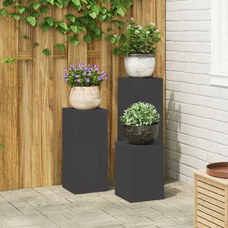 vidaXL Növényállványok 3 pcs Fekete 24 x 24 x 75 cm Acél