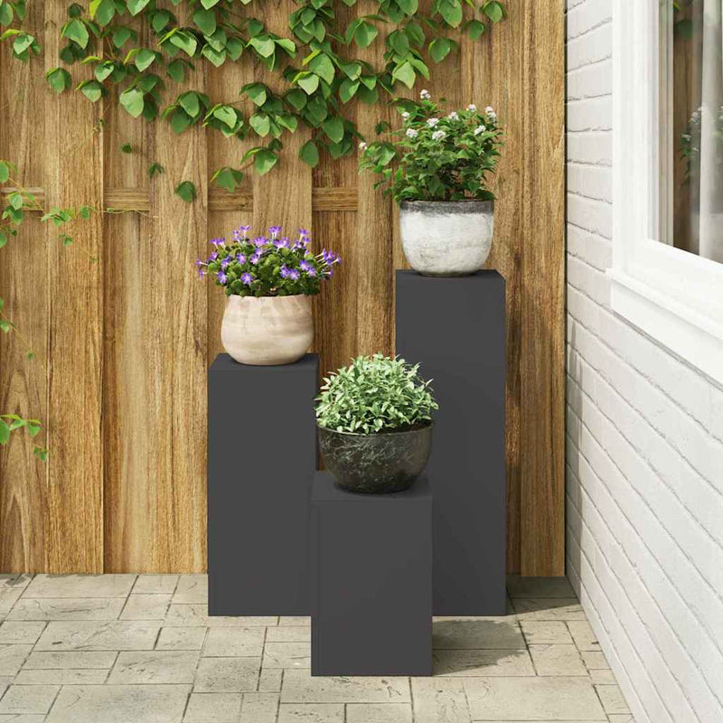 vidaXL Növényállványok 3 pcs Fekete 24 x 24 x 75 cm Acél