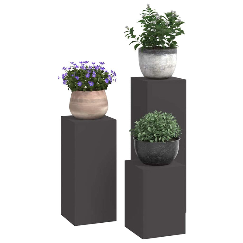 vidaXL Növényállványok 3 pcs Fekete 24 x 24 x 75 cm Acél
