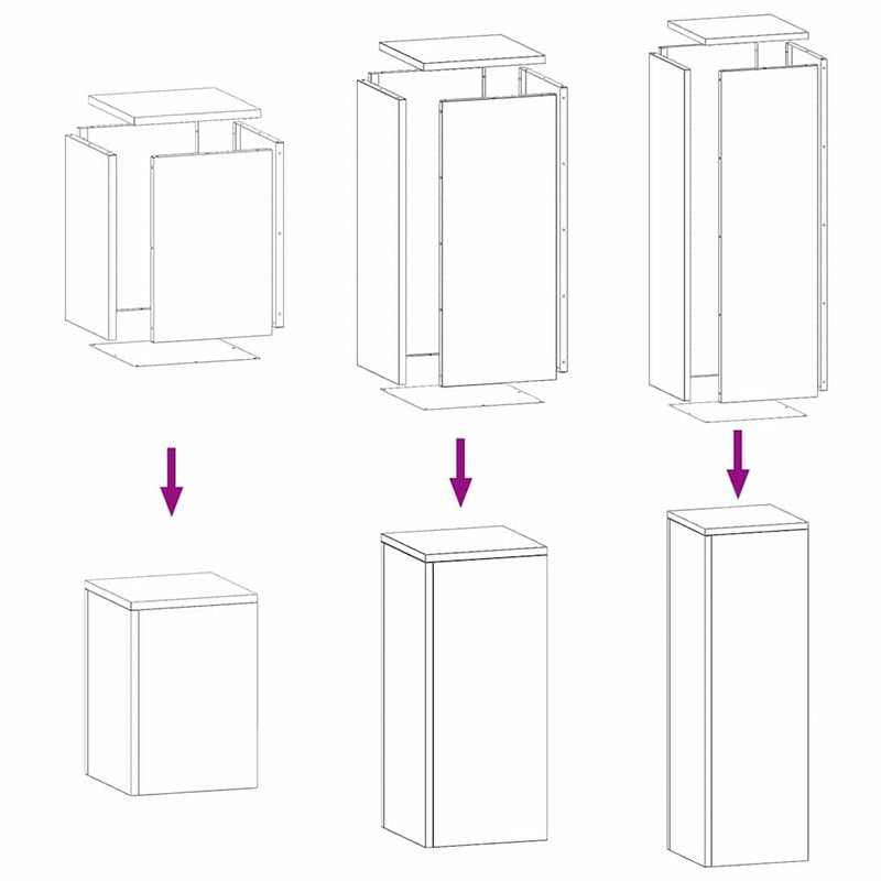 vidaXL Növényállványok 3 pcs Fehér 24 x 24 x 75 cm Acél