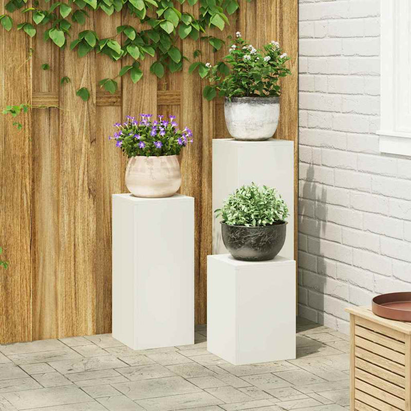 vidaXL Növényállványok 3 pcs Fehér 24 x 24 x 75 cm Acél