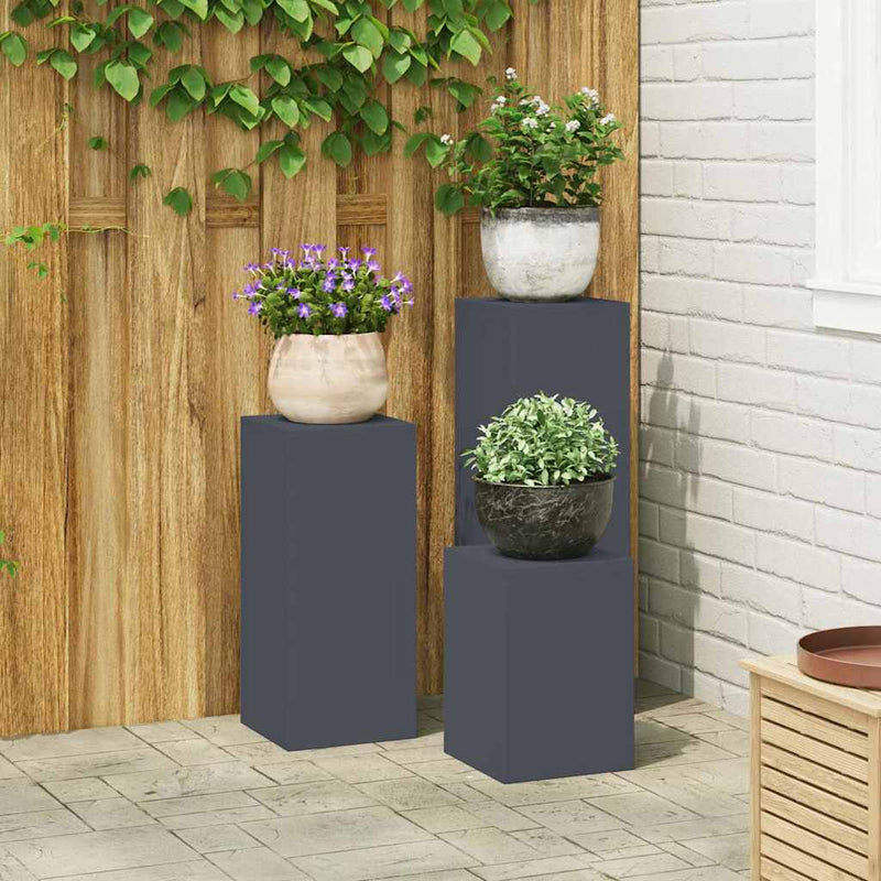 vidaXL Növényállványok 3 pcs Antracit 24 x 24 x 75 cm Acél