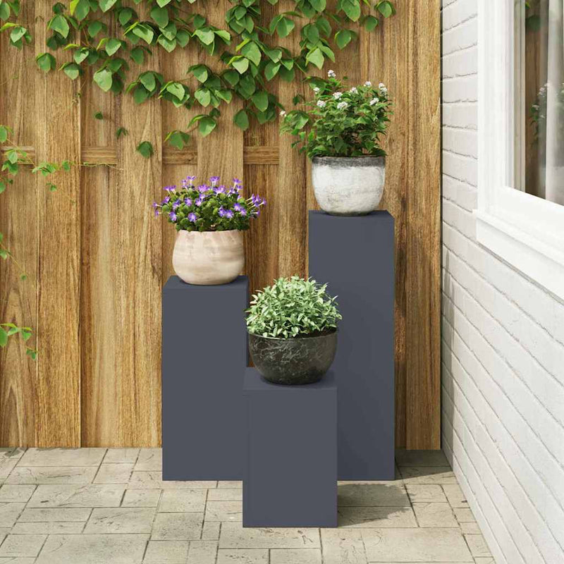 vidaXL Növényállványok 3 pcs Antracit 24 x 24 x 75 cm Acél
