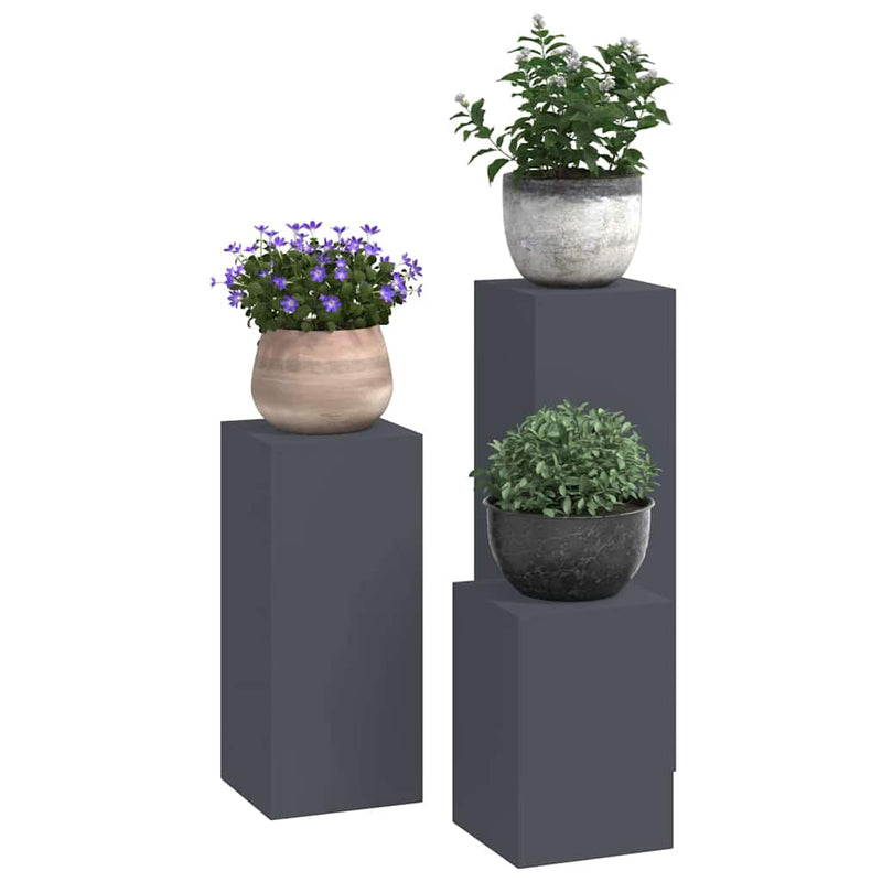 vidaXL Növényállványok 3 pcs Antracit 24 x 24 x 75 cm Acél