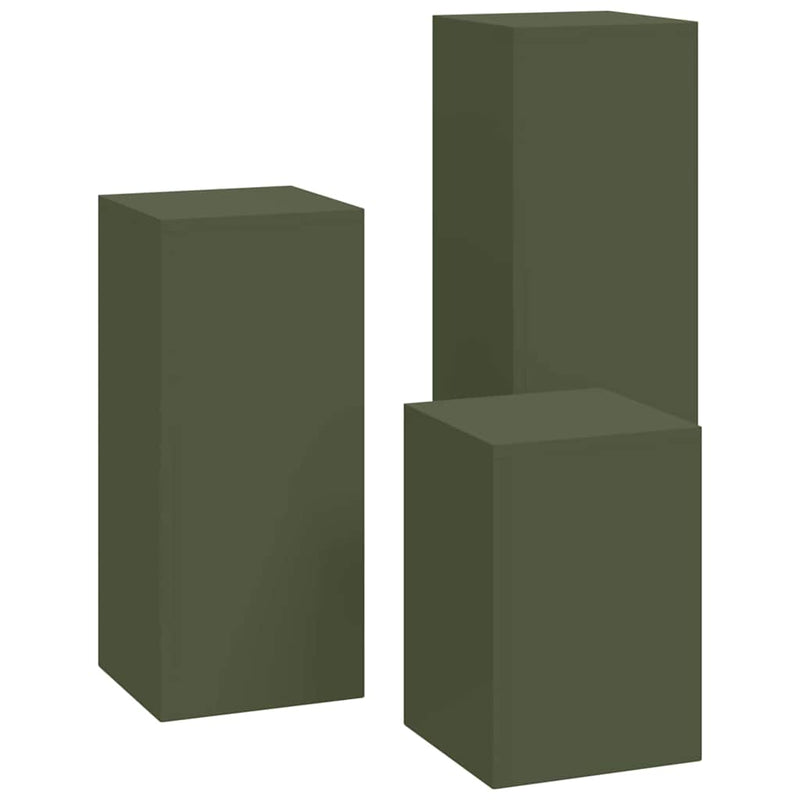 vidaXL Növényállványok 3 pcs Oliva zöld 24 x 24 x 75 cm Acél