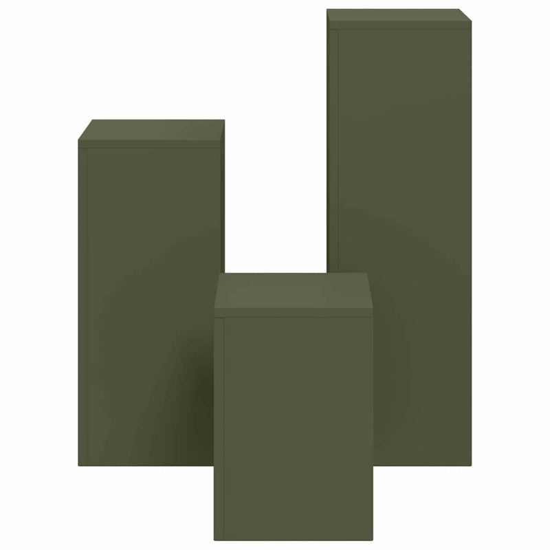 vidaXL Növényállványok 3 pcs Oliva zöld 24 x 24 x 75 cm Acél