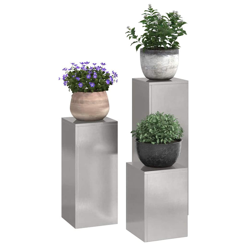 vidaXL Növényállványok 3 pcs Ezüst 24 x 24 x 75 cm Rozsdamentes acél