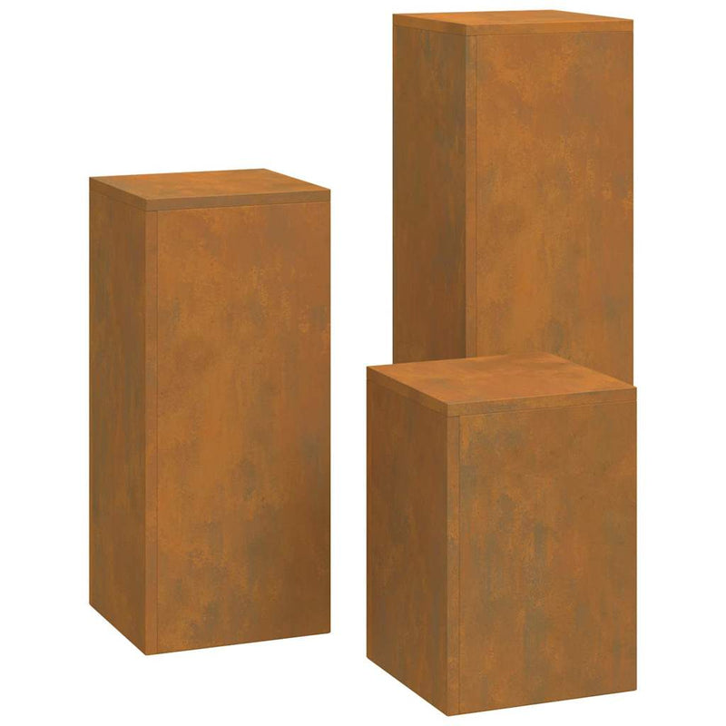 vidaXL Növényállványok 3 pcs Rozsdás 24 x 24 x 75 cm időjárásálló acél