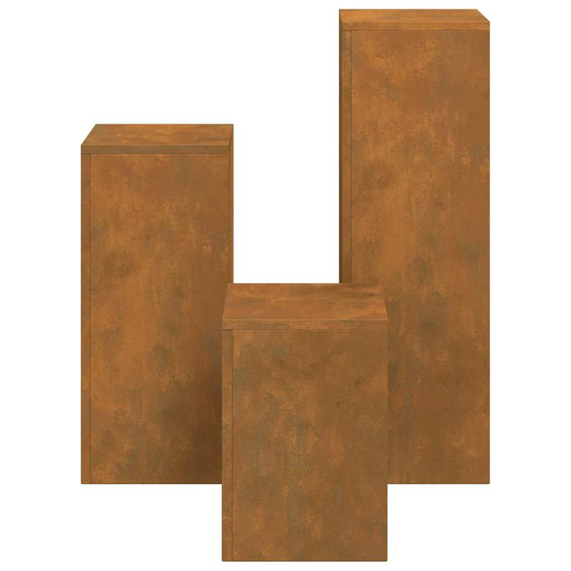 vidaXL Növényállványok 3 pcs Rozsdás 24 x 24 x 75 cm időjárásálló acél