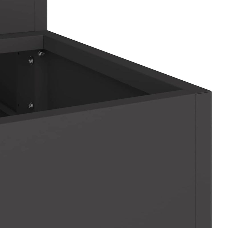 vidaXL Kerti cserép Fekete 90 x 90 x 35 cm Acél