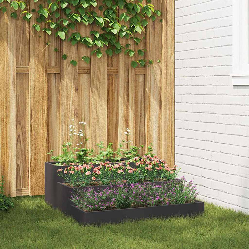 vidaXL Kerti cserép Fekete 90 x 90 x 35 cm Acél