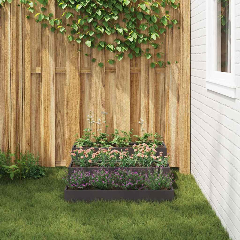 vidaXL Kerti cserép Fekete 90 x 90 x 35 cm Acél