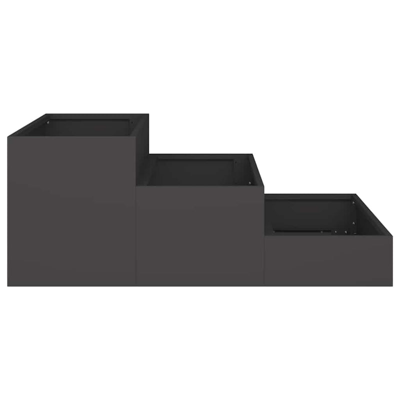 vidaXL Kerti cserép Fekete 90 x 90 x 35 cm Acél
