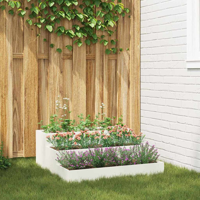 vidaXL Kerti cserép Fehér 90 x 90 x 35 cm Acél