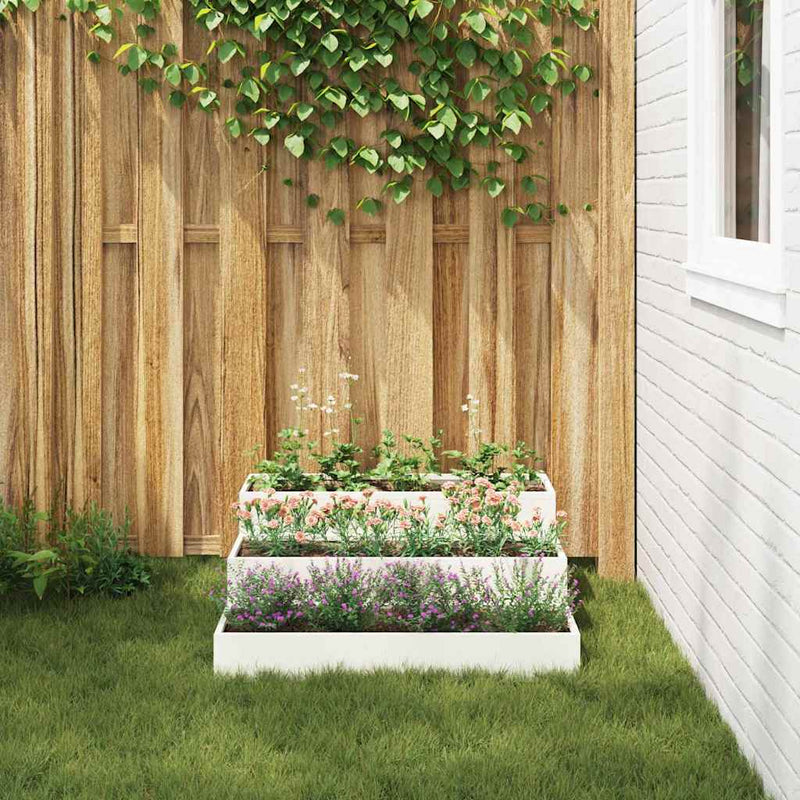 vidaXL Kerti cserép Fehér 90 x 90 x 35 cm Acél