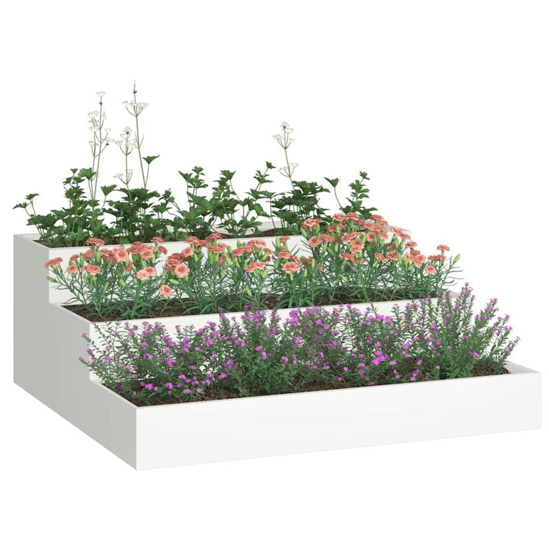 vidaXL Kerti cserép Fehér 90 x 90 x 35 cm Acél