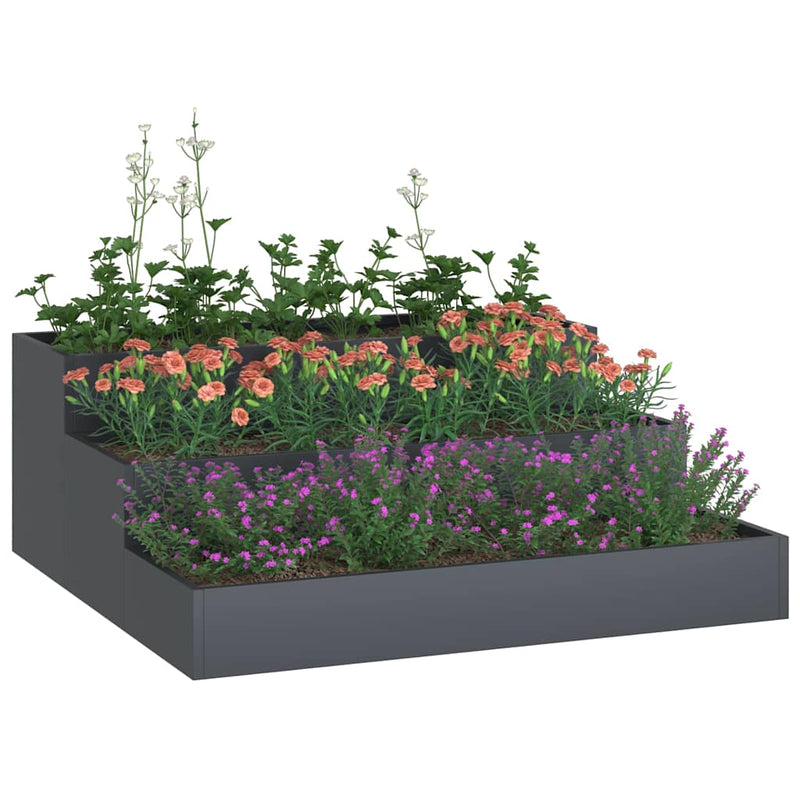 vidaXL Kerti cserép Antracit 90 x 90 x 35 cm Acél