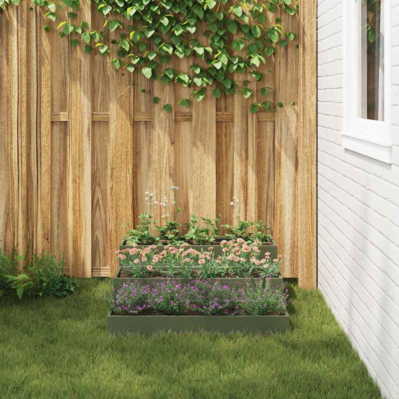 vidaXL Kerti cserép Oliva zöld 90 x 90 x 35 cm Acél
