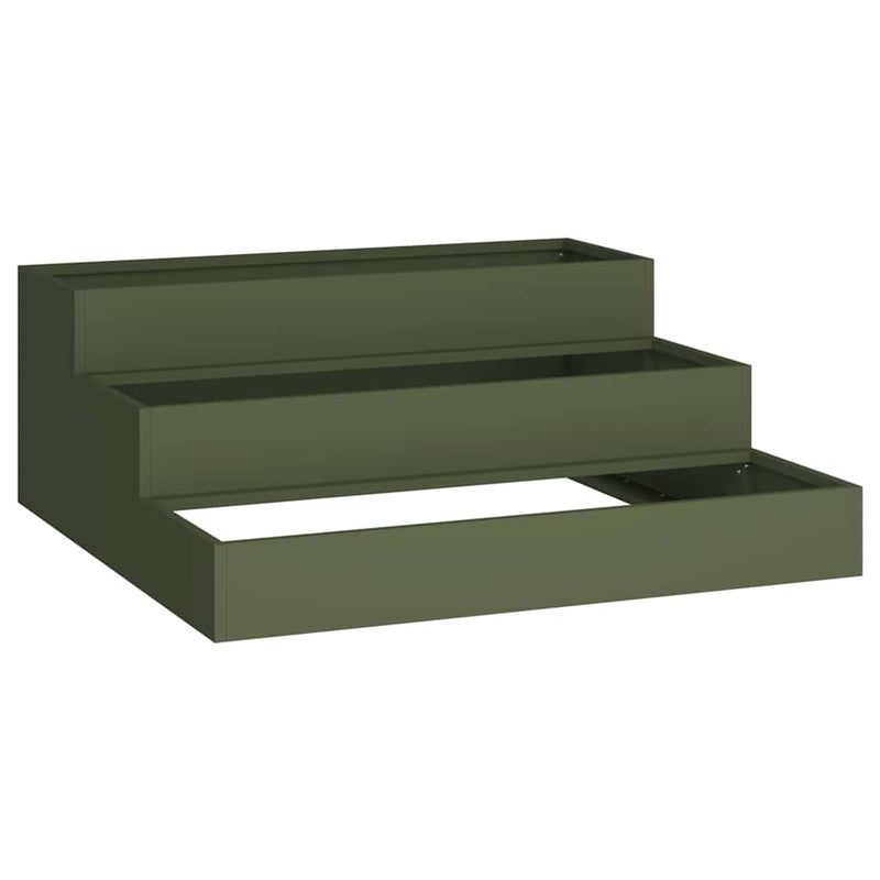 vidaXL Kerti cserép Oliva zöld 90 x 90 x 35 cm Acél