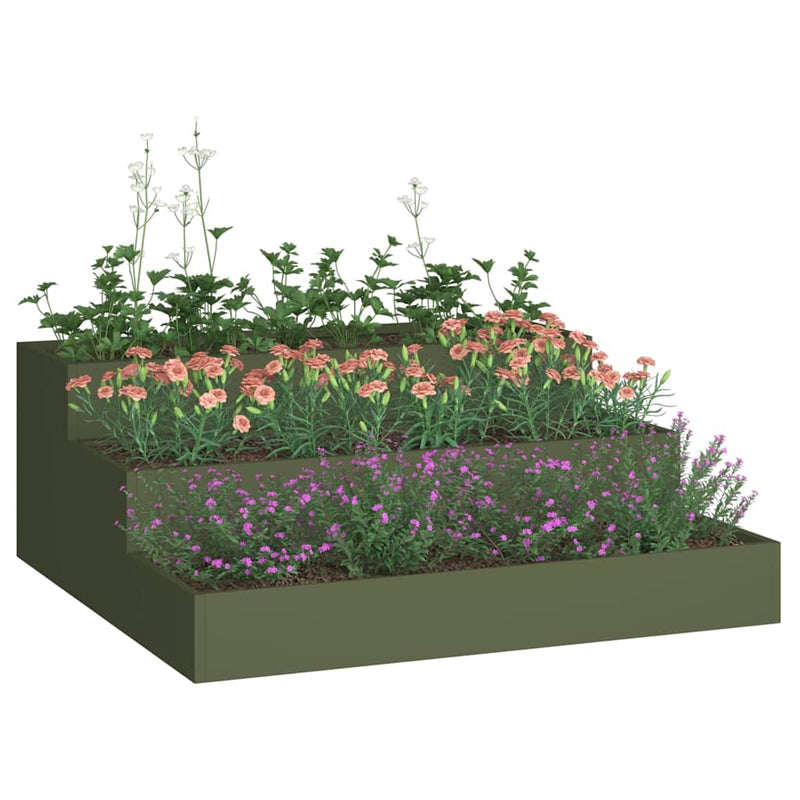 vidaXL Kerti cserép Oliva zöld 90 x 90 x 35 cm Acél