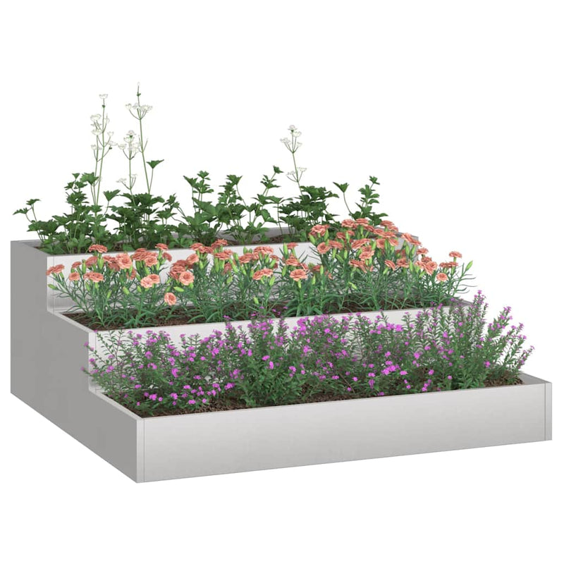 vidaXL Kerti cserép Ezüst 90 x 90 x 35 cm Rozsdamentes acél