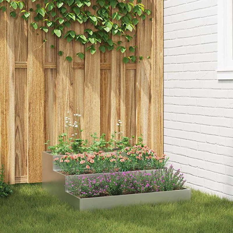 vidaXL Kerti cserép Ezüst 90 x 90 x 35 cm Horganyzott acél
