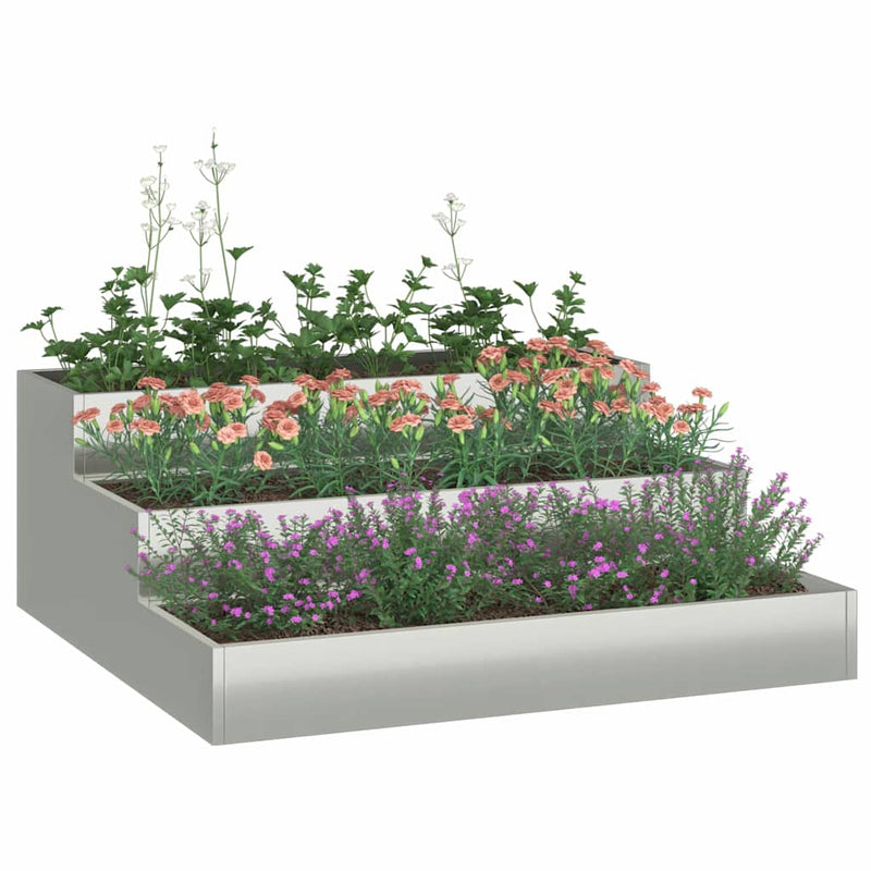 vidaXL Kerti cserép Ezüst 90 x 90 x 35 cm Horganyzott acél