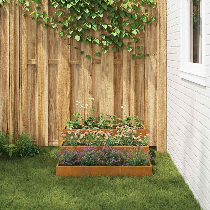 vidaXL Kerti cserép Rozsdás 90 x 90 x 35 cm időjárásálló acél