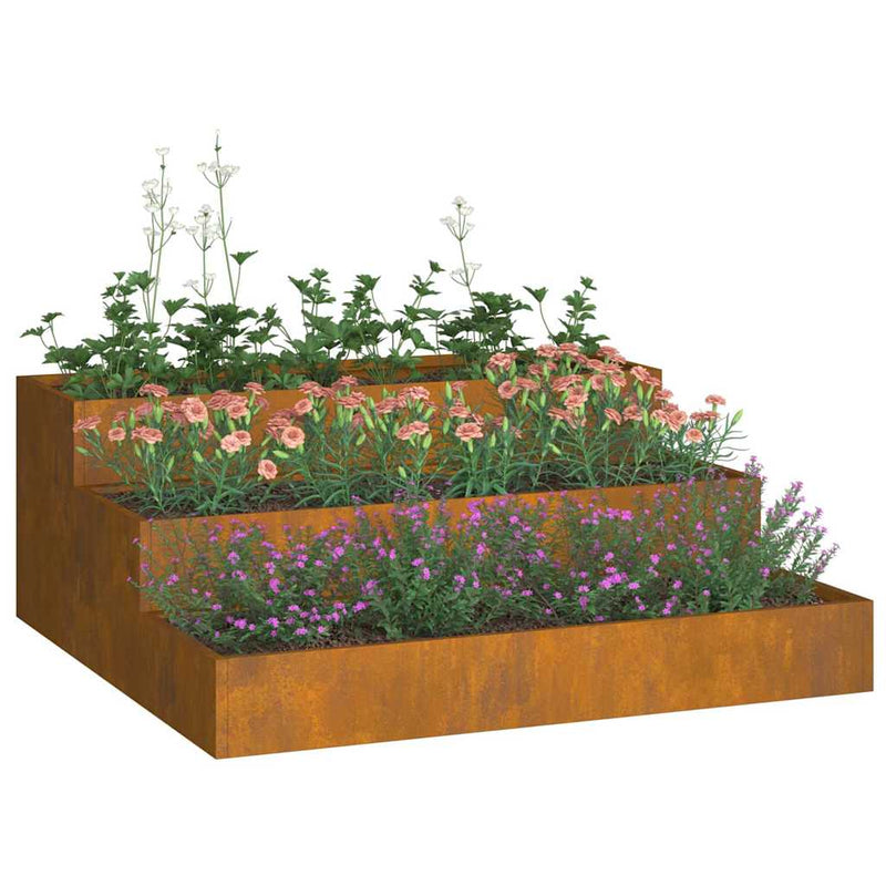 vidaXL Kerti cserép Rozsdás 90 x 90 x 35 cm időjárásálló acél