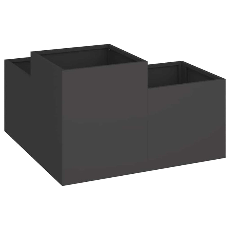 vidaXL Kerti cserép Fekete 80 x 80 x 48 cm Acél