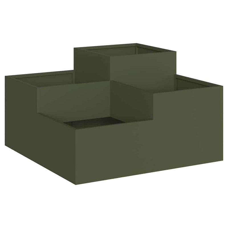 vidaXL Kerti cserép Oliva zöld 80 x 80 x 48 cm Acél