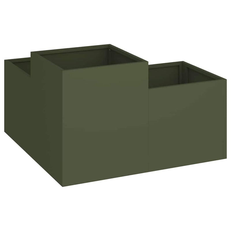 vidaXL Kerti cserép Oliva zöld 80 x 80 x 48 cm Acél