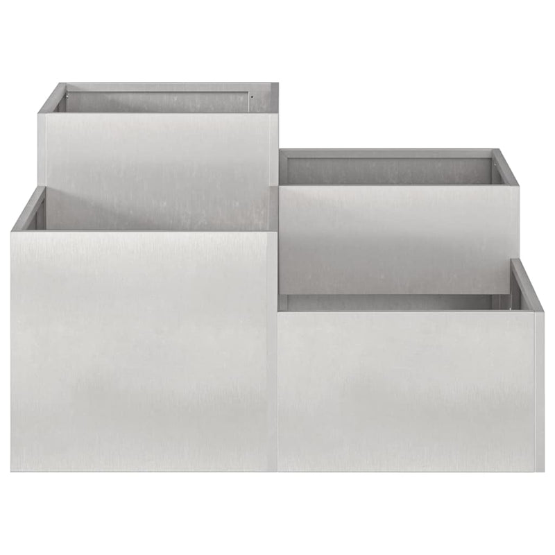 vidaXL Kerti cserép Ezüst 80 x 80 x 48 cm Rozsdamentes acél