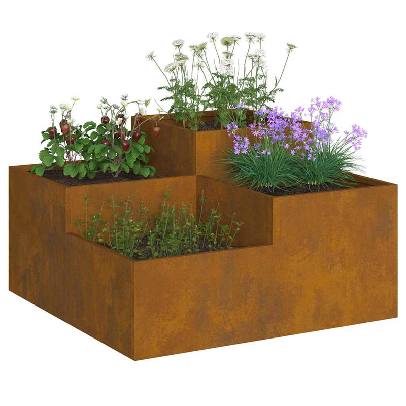 vidaXL Kerti cserép Rozsdás 80 x 80 x 48 cm időjárásálló acél