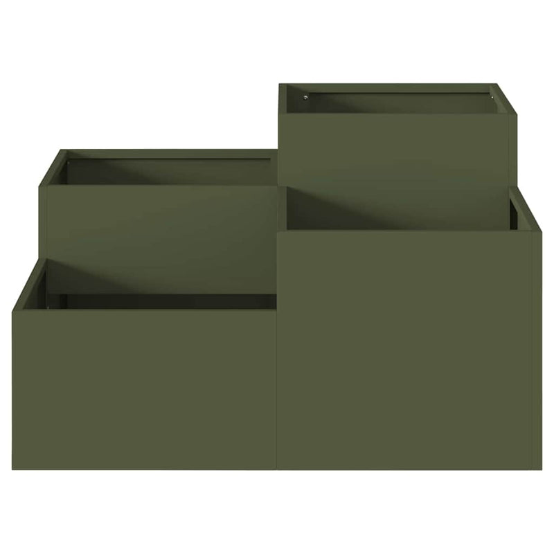 vidaXL Kerti cserép Oliva zöld 100 x 100 x 48 cm Acél