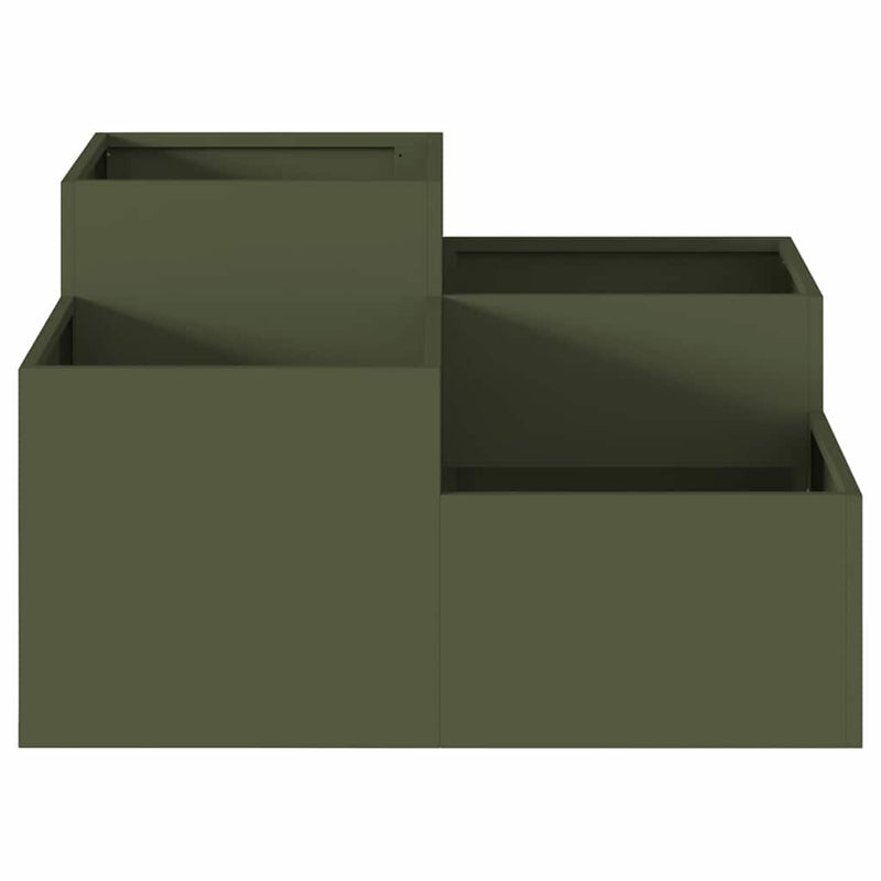 vidaXL Kerti cserép Oliva zöld 100 x 100 x 48 cm Acél