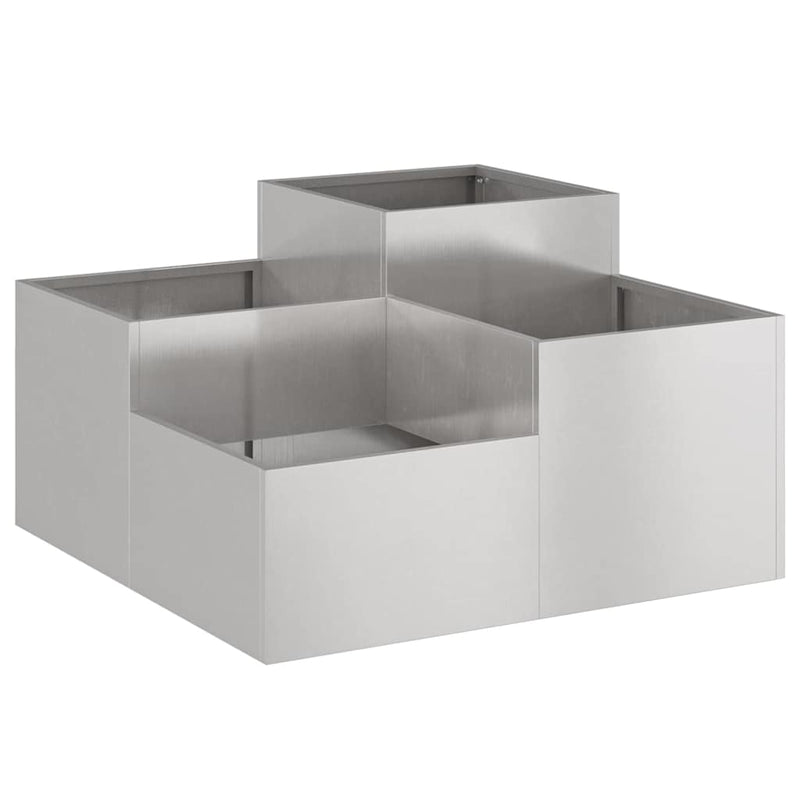 vidaXL Kerti cserép Ezüst 100 x 100 x 48 cm Rozsdamentes acél