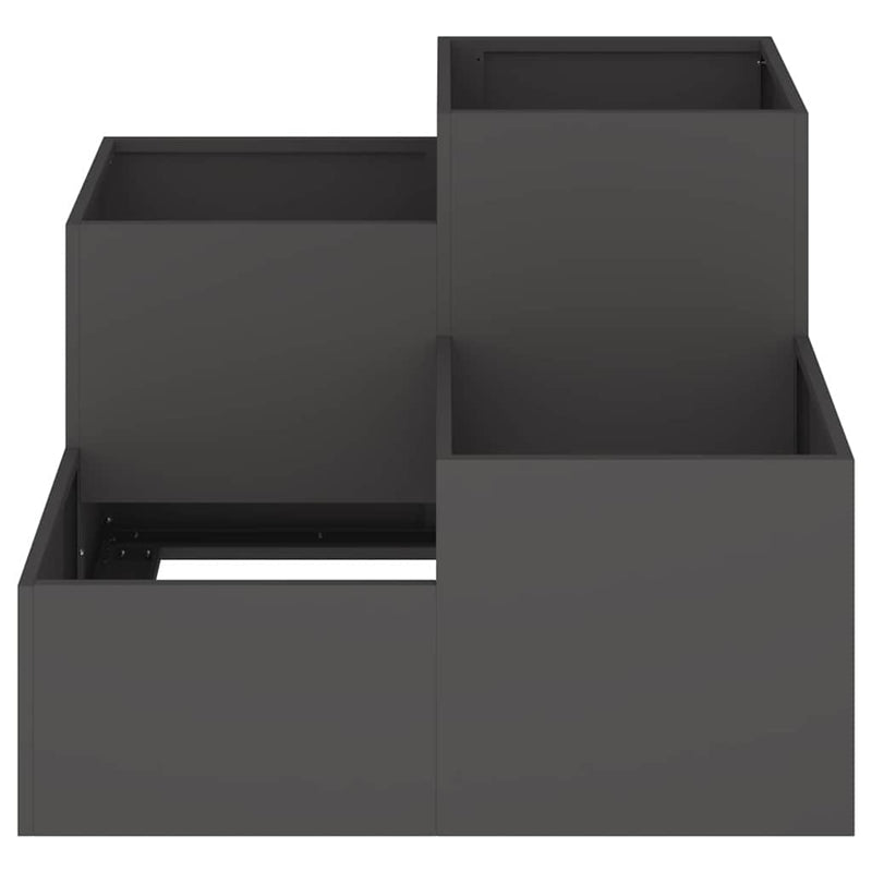 vidaXL Kerti cserép Fekete 80 x 80 x 60 cm Acél