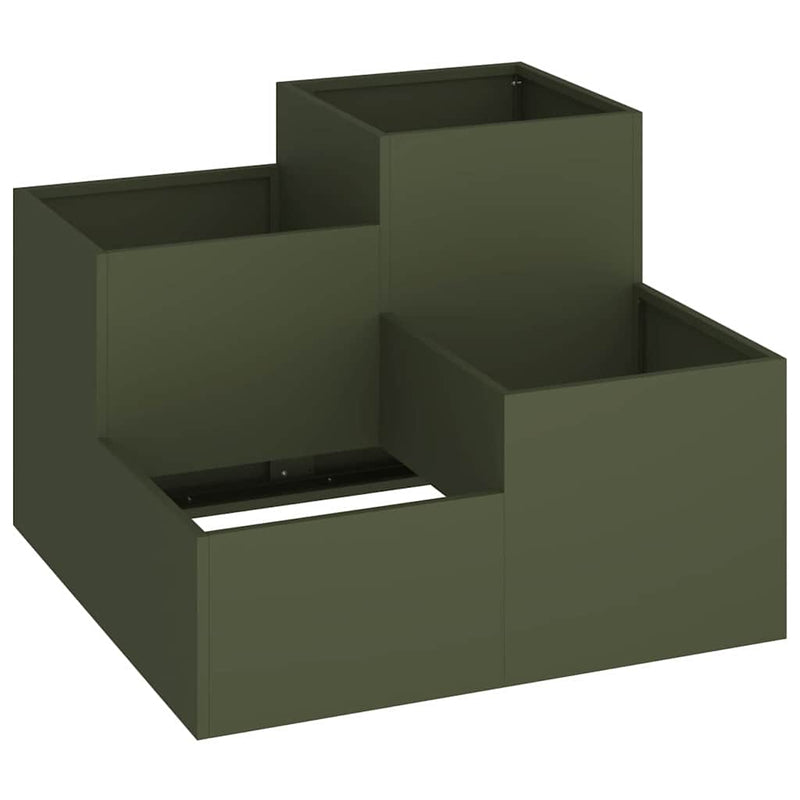 vidaXL Kerti cserép Oliva zöld 80 x 80 x 60 cm Acél