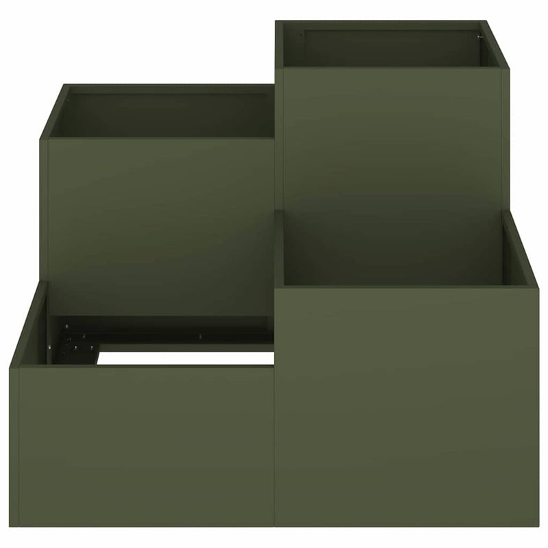 vidaXL Kerti cserép Oliva zöld 80 x 80 x 60 cm Acél