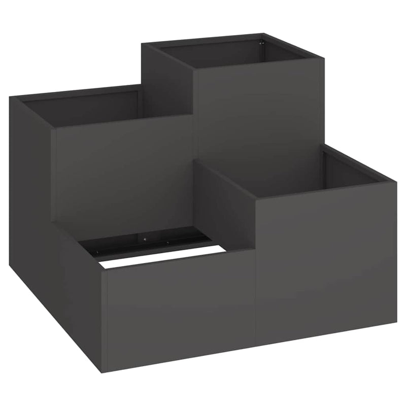 vidaXL Kerti cserép Fekete 100 x 100 x 60 cm Acél