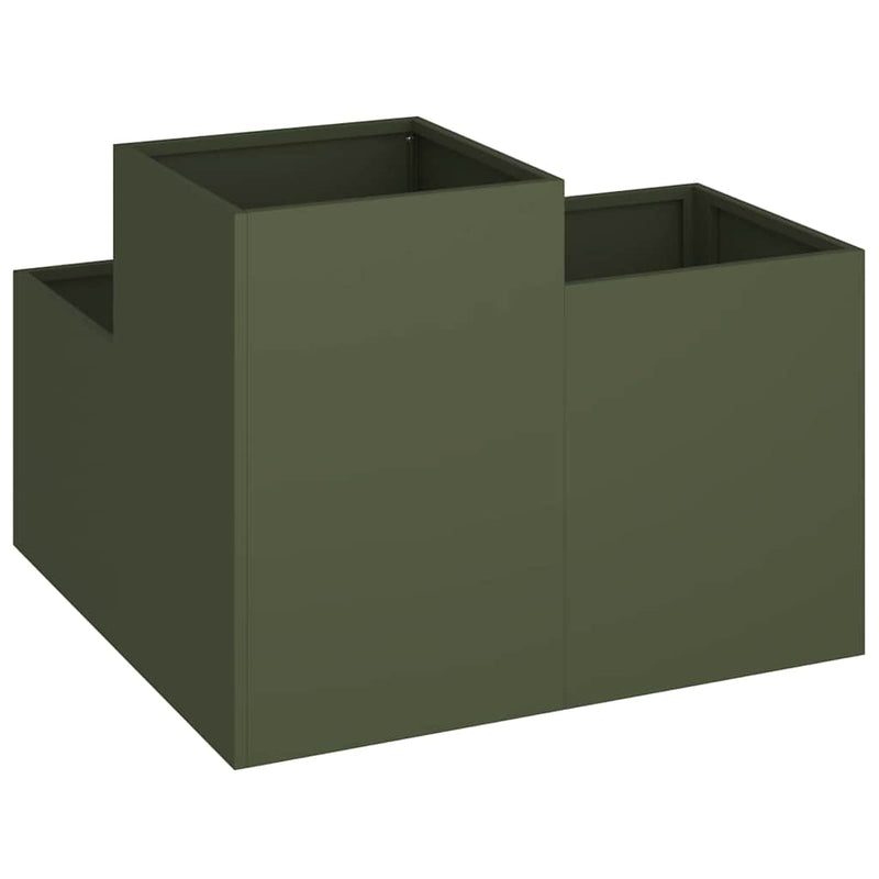 vidaXL Kerti cserép Oliva zöld 100 x 100 x 60 cm Acél